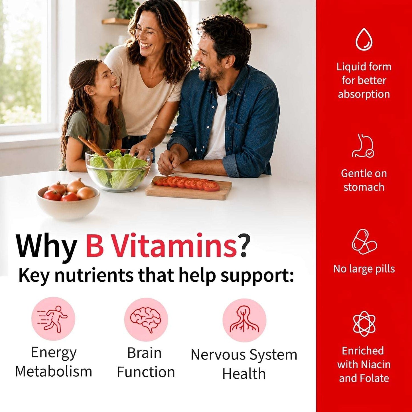 Vitamina B12 sublingual pack of two units with liquid formula for better absorption, gentle on stomach, no large pills, enriched with niacin and folate, supporting energy, brain function, and nervous system health.